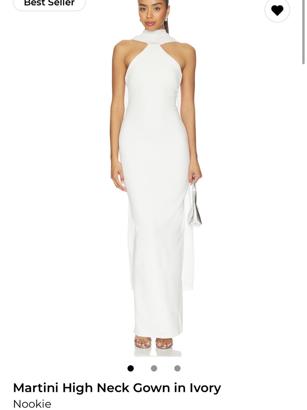 Revolve / Nookie: Ivory High-Neck Maxi Gown with neck scarf